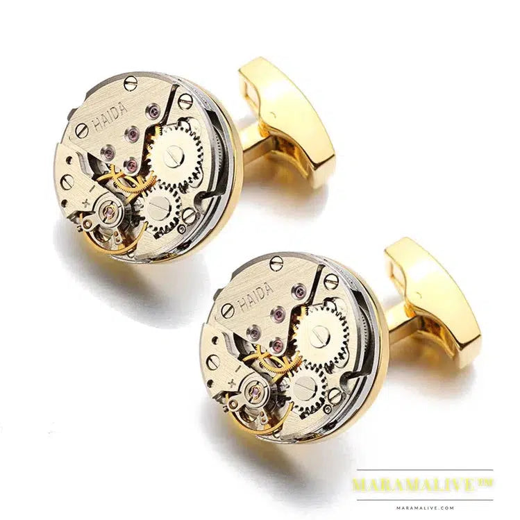 Lepton Watch Movement Cufflinks For Mens Business Steampunk Gear Watch Mechanism Cufflink Men Wedding Cuff links Relojes gemelos