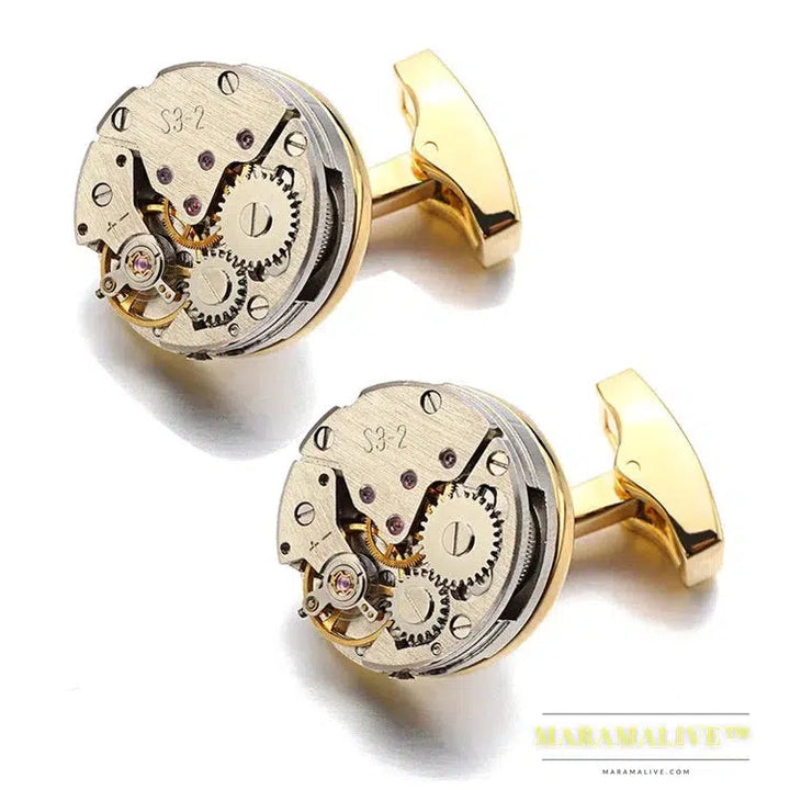 Lepton Watch Movement Cufflinks For Mens Business Steampunk Gear Watch Mechanism Cufflink Men Wedding Cuff links Relojes gemelos