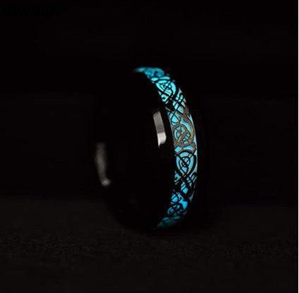 Light Dragon Pattern Star Sky Illusion Stainless Steel Ring