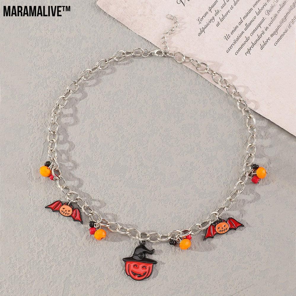 Lips Pumpkin Halloween Necklace