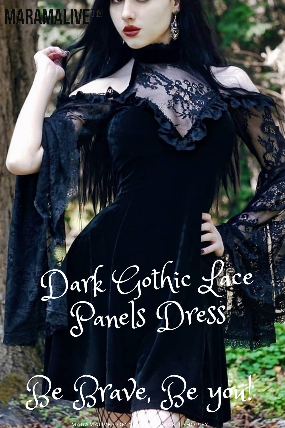 Little Black Dress - Gothic Lace Panel Dress