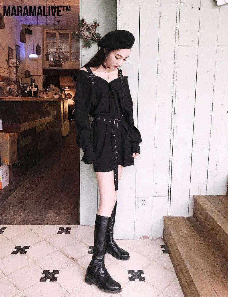 Little Black Dress - Unique belts & Straps Cute Minidress