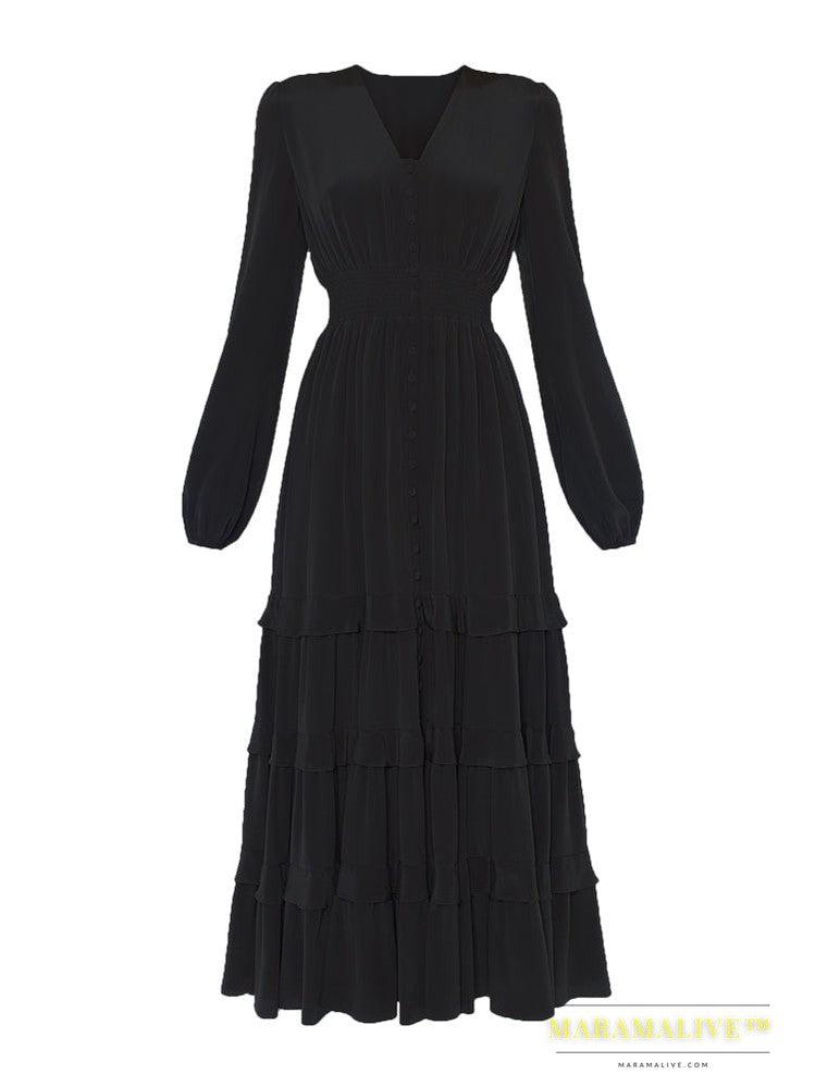 Long Black Dress Vintage fASHION