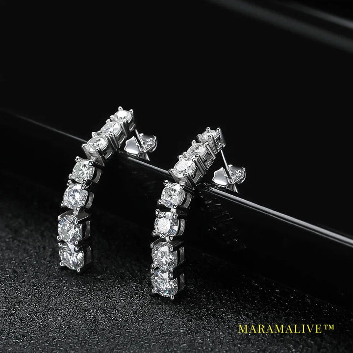 Long Tassel Moissanite Drop Earrings for Women 925 Sterling Silver 3-5mm D VVS1 Full Diamond Stud Earring with Certificates