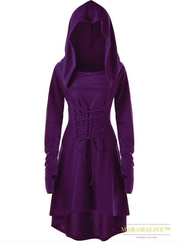 Long sleeve hooded tie dress