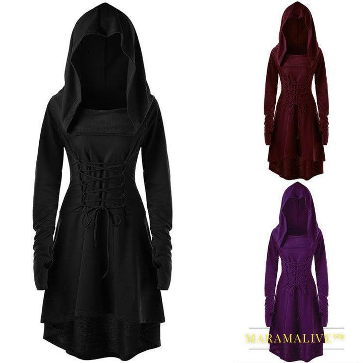 Long sleeve hooded tie dress