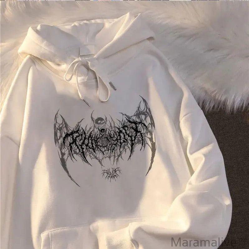 Long-sleeved Casual Punk Style Women's Hoodie Skull Top Gothic Skull Deep Black 2021 Loose Fashion Women's Sweatshirt