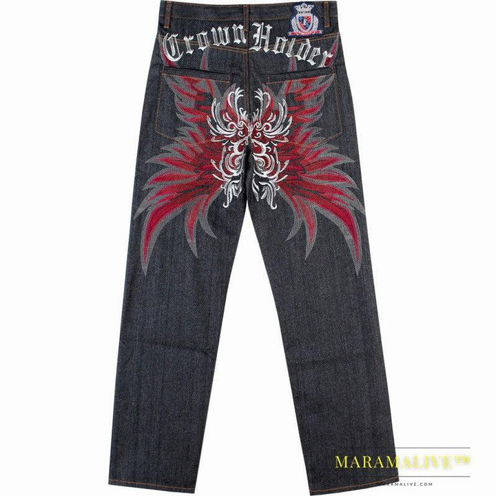 Loose Straight Skateboard Pants Embroidered Hip-hop Hip-hop Jeans