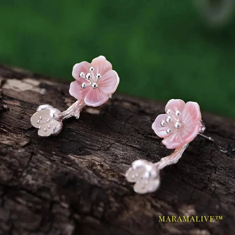 Lotus Fun Real 925 Sterling Silver Earrings Natural Handmade Fine Jewelry Unique Begonia Flowers Drop Earrings for Women