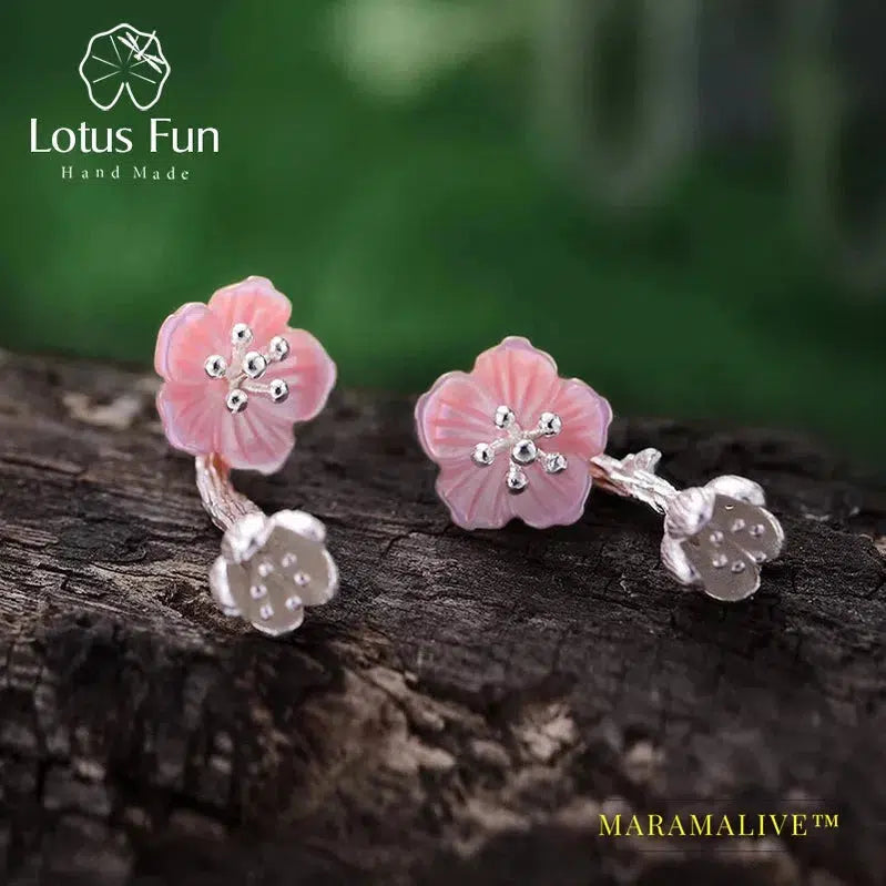 Lotus Fun Real 925 Sterling Silver Earrings Natural Handmade Fine Jewelry Unique Begonia Flowers Drop Earrings for Women