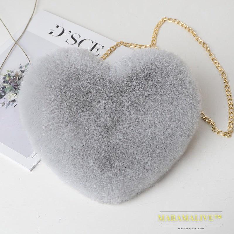 Love Bags For Women Plush Chain Shoulder Bags Valentine's Day Party Bag