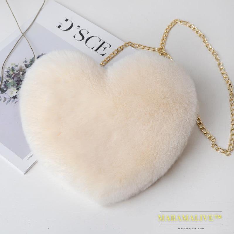 Love Bags For Women Plush Chain Shoulder Bags Valentine's Day Party Bag