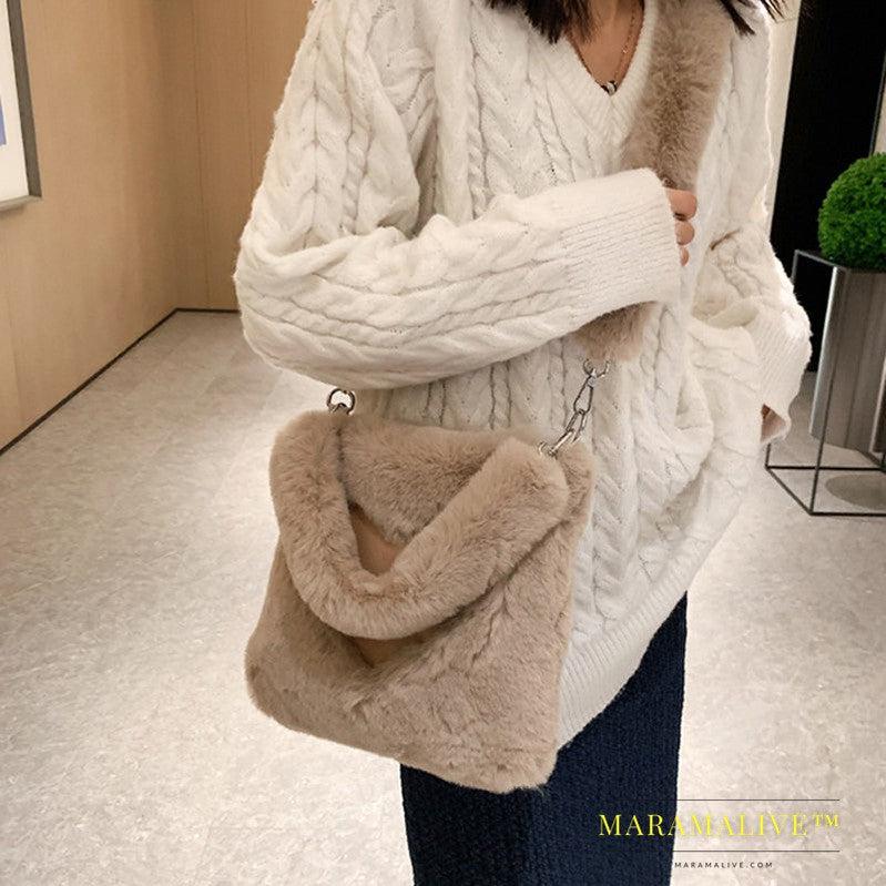 Love Handbags Winter Plush Shoulder Bags For Women