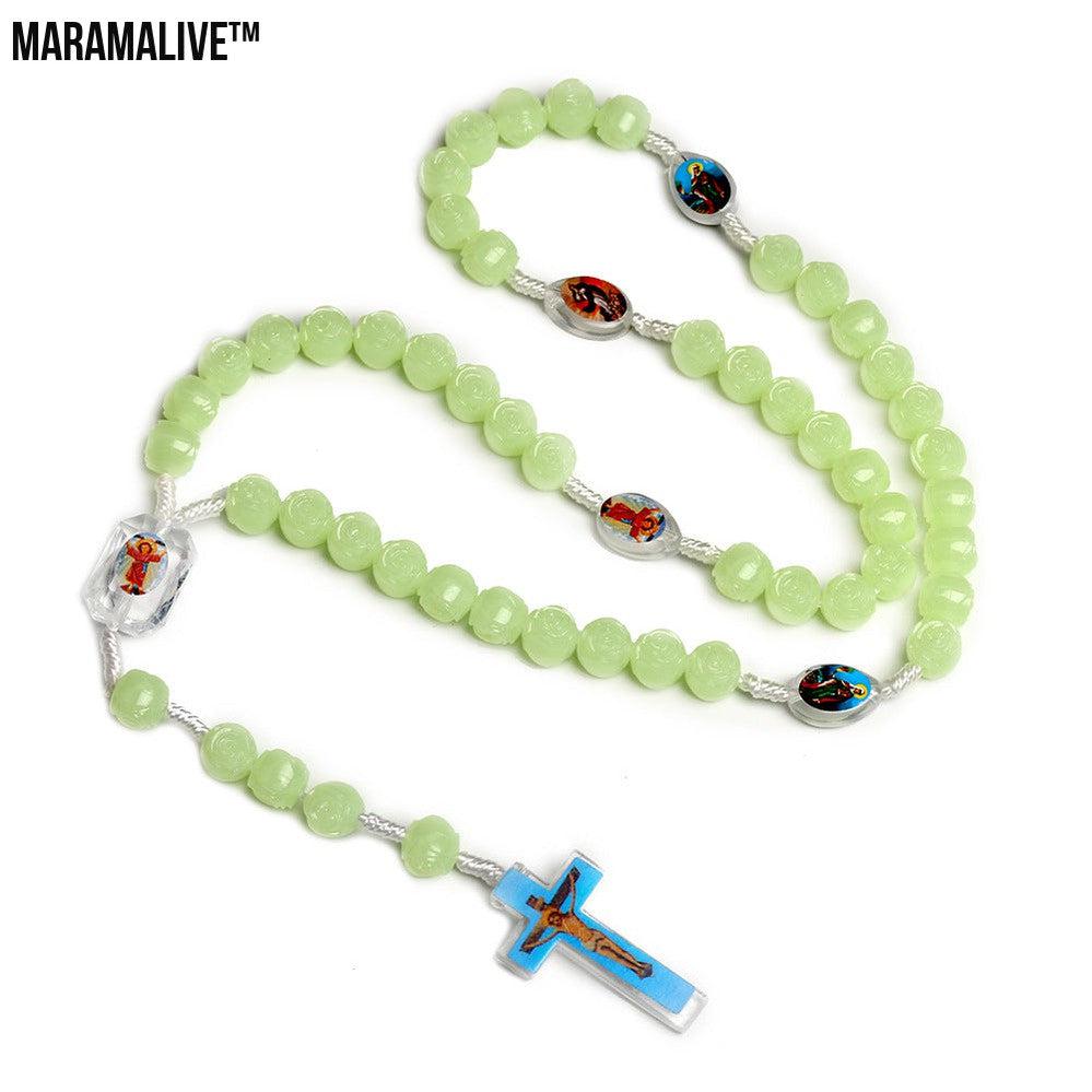 Luminous Rosary Necklace - Prayer Beads with Cross