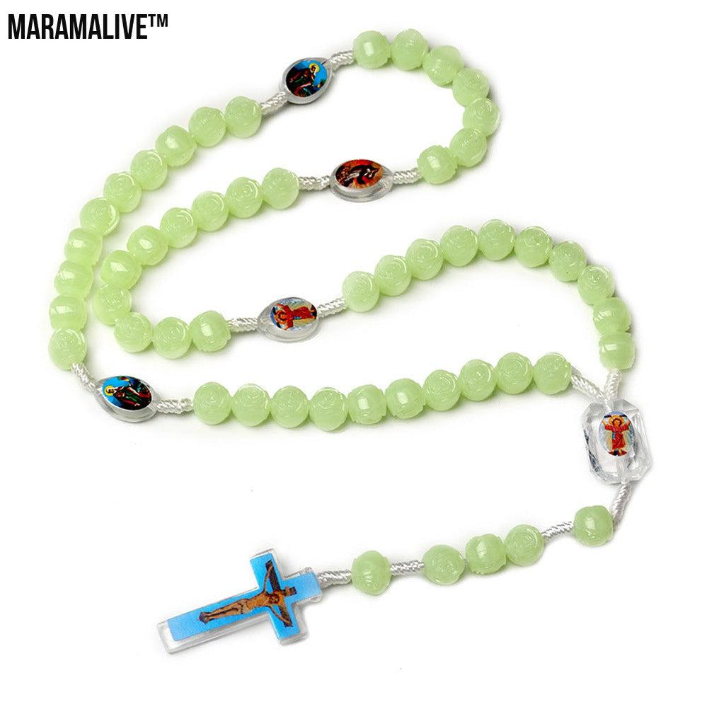 Luminous Rosary Necklace - Prayer Beads with Cross