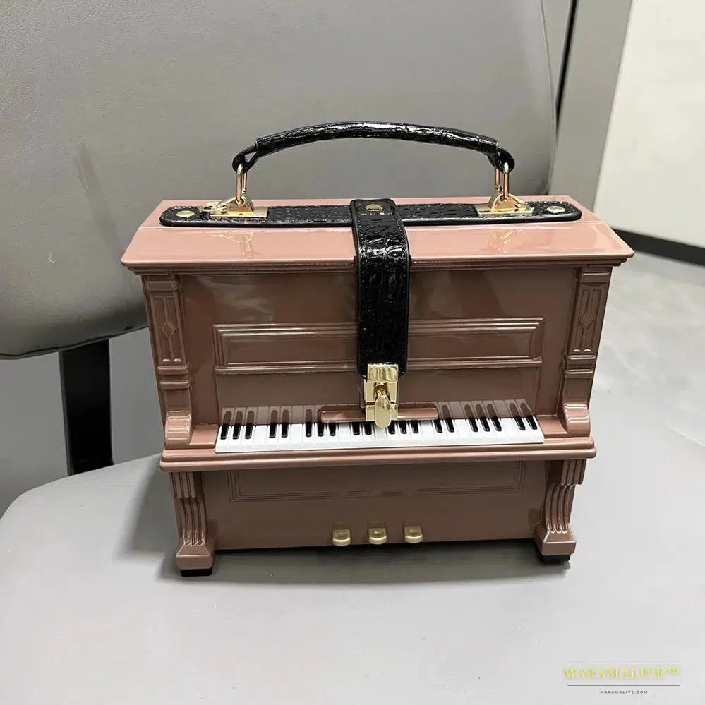 Luxurious Designer Crossbody Shoulder Bag – Piano Shaped Handmade Purse and Handbag for the Modern Woman – Unique Banquet Bag