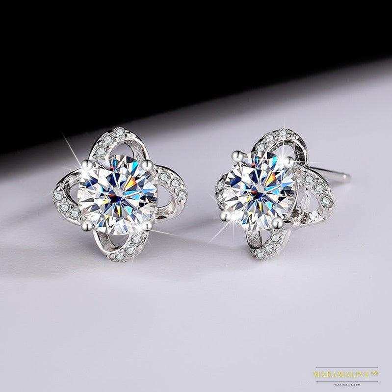 Luxurious Designer Moissanite Ear Studs - Simple Graceful Elegance