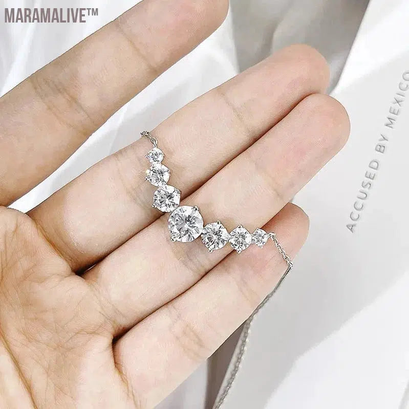 Luxury 1.7/2.8/5cttw Moissanite Pendant Necklace for Women 925 Sterling Silver Necklaces Wedding Anniversary Fine Jewelry