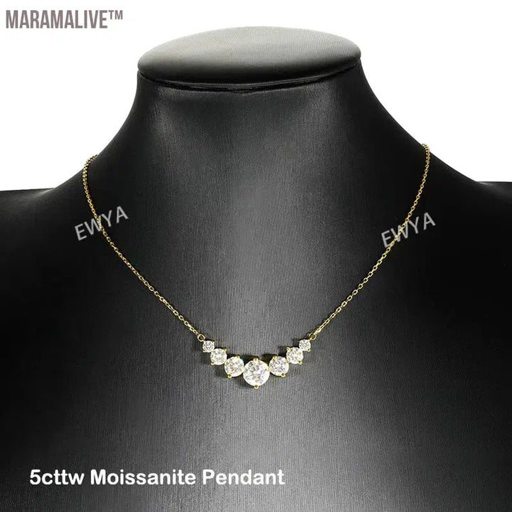 Luxury 1.7/2.8/5cttw Moissanite Pendant Necklace for Women 925 Sterling Silver Necklaces Wedding Anniversary Fine Jewelry