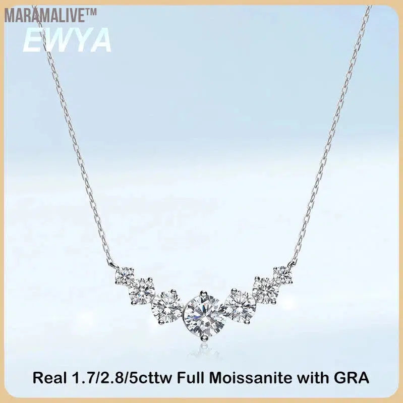 Luxury 1.7/2.8/5cttw Moissanite Pendant Necklace for Women 925 Sterling Silver Necklaces Wedding Anniversary Fine Jewelry