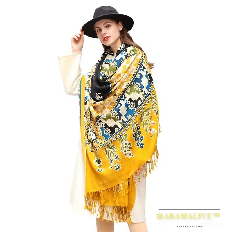 Luxury Brand 100% Pure Wool Large Size Women Bandana Headwarp Pashmina Cashmere Scarf Luxury Merino Poncho Shawl