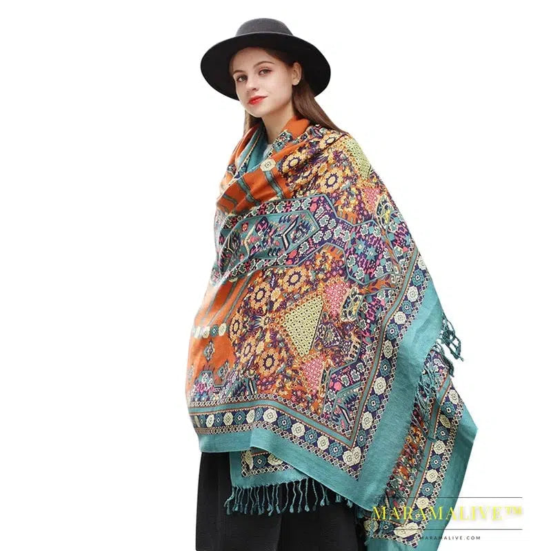 Luxury Brand 100% Pure Wool Large Size Women Bandana Headwarp Pashmina Cashmere Scarf Luxury Merino Poncho Shawl