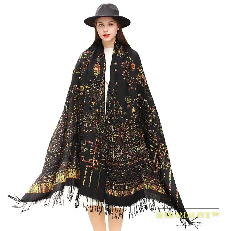 Luxury Brand 100% Pure Wool Large Size Women Bandana Headwarp Pashmina Cashmere Scarf Luxury Merino Poncho Shawl