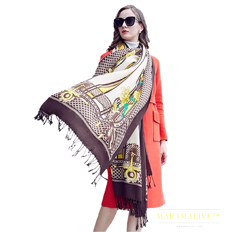 Luxury Brand 100% Pure Wool Large Size Women Bandana Headwarp Pashmina Cashmere Scarf Luxury Merino Poncho Shawl