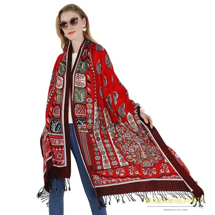 Luxury Brand 100% Pure Wool Large Size Women Bandana Headwarp Pashmina Cashmere Scarf Luxury Merino Poncho Shawl