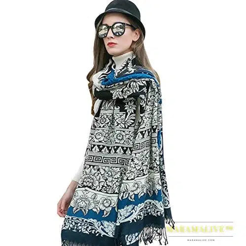 Luxury Brand 100% Pure Wool Large Size Women Bandana Headwarp Pashmina Cashmere Scarf Luxury Merino Poncho Shawl