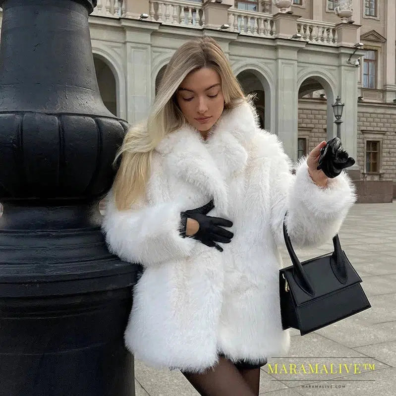 Luxury Brand Eco-coat Exclusive Fluffy Furry Faux Fur Women Winter Jacket Shaggy Thick Warm Premium Long Coat Festival Overcoats