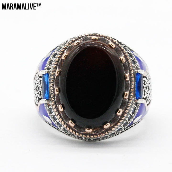 Luxury Business Round Black Onyx Men's Ring