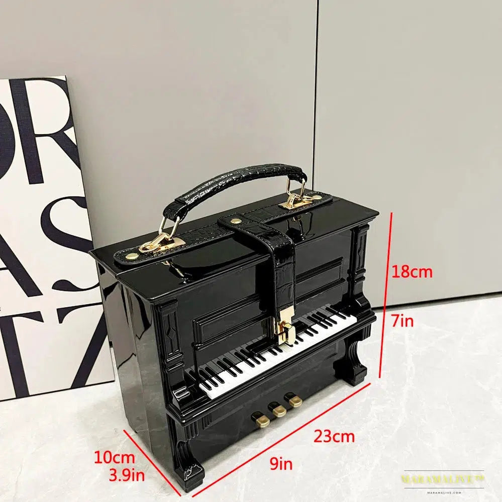 Luxury Designer Crossbody Shoulder Bag - Gothic Piano Shape Purse Box Messenger Bag