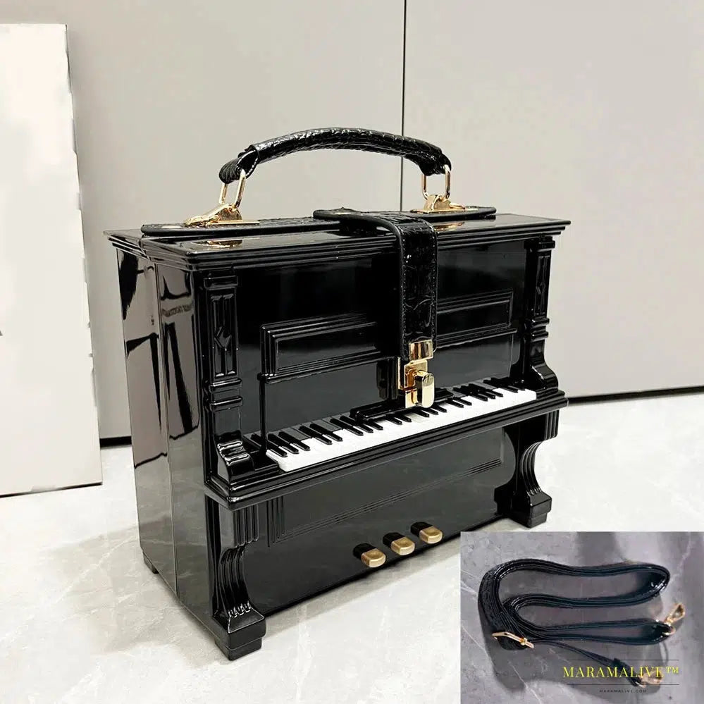 Luxury Designer Crossbody Shoulder Bag - Gothic Piano Shape Purse Box Messenger Bag