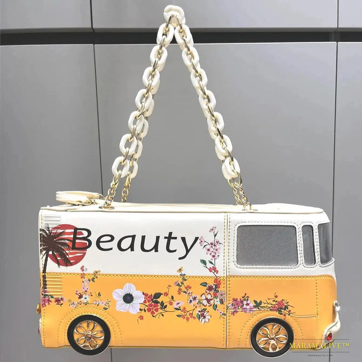 Luxury Designer Quirky Bus Shaped Handbag – One-of-a-Kind High-Quality PU Leather Purse