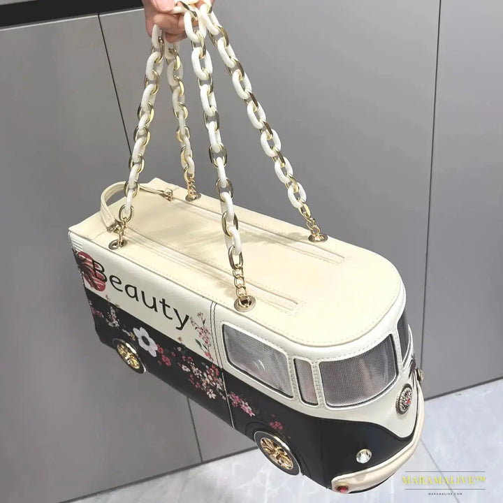 Luxury Designer Quirky Bus Shaped Handbag – One-of-a-Kind High-Quality PU Leather Purse