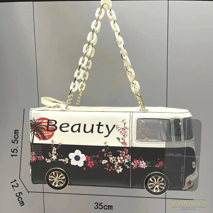 Luxury Designer Quirky Bus Shaped Handbag – One-of-a-Kind High-Quality PU Leather Purse