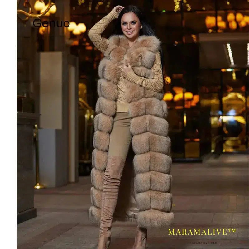 Luxury Faux Fox Fur Sleeveless Vest for Winter Warmth