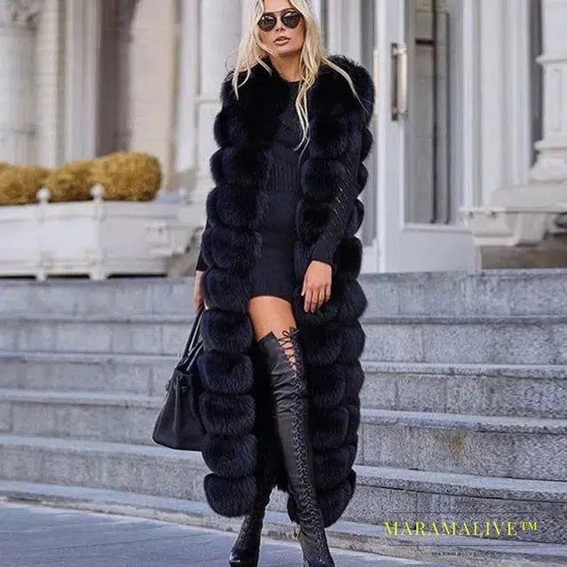 Luxury Faux Fox Fur Sleeveless Vest for Winter Warmth