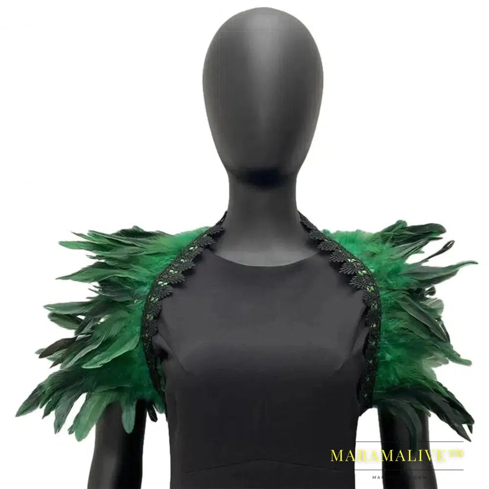 Luxury Feather Shawl Women Solid Color Scarf Women Real Feather Shawl Shoulder Fake Collar Halloween Cosplay Shrugs Punk Gothic