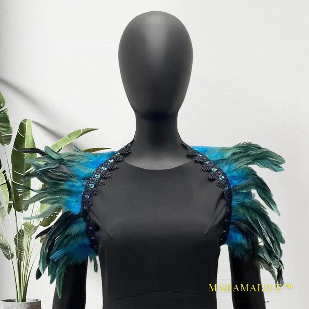 Luxury Feather Shawl Women Solid Color Scarf Women Real Feather Shawl Shoulder Fake Collar Halloween Cosplay Shrugs Punk Gothic