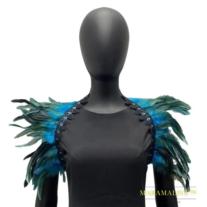 Luxury Feather Shawl Women Solid Color Scarf Women Real Feather Shawl Shoulder Fake Collar Halloween Cosplay Shrugs Punk Gothic