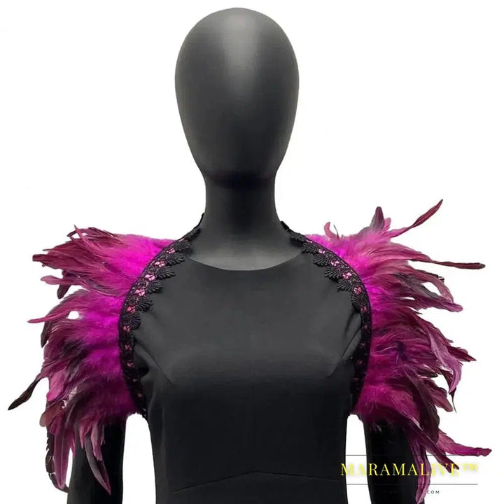 Luxury Feather Shawl Women Solid Color Scarf Women Real Feather Shawl Shoulder Fake Collar Halloween Cosplay Shrugs Punk Gothic