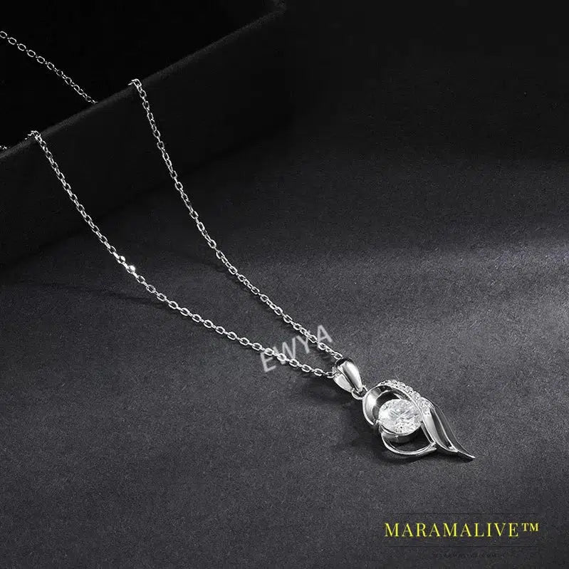 Luxury GRA Certified 1 Carat Moissanite Pendant Necklace for Women Party 925 Sterling Silver Diamond Chain Necklaces