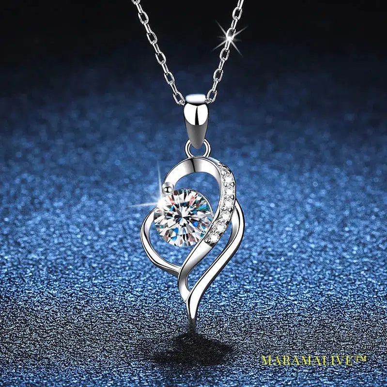 Luxury GRA Certified 1 Carat Moissanite Pendant Necklace for Women Party 925 Sterling Silver Diamond Chain Necklaces