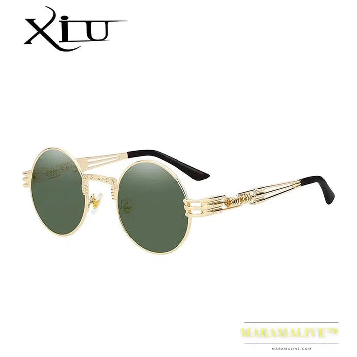 Luxury Metal Sunglasses Men Round Sunglass Steampunk Coating Glasses Vintage Retro Lentes Oculos of Male Sun glasses