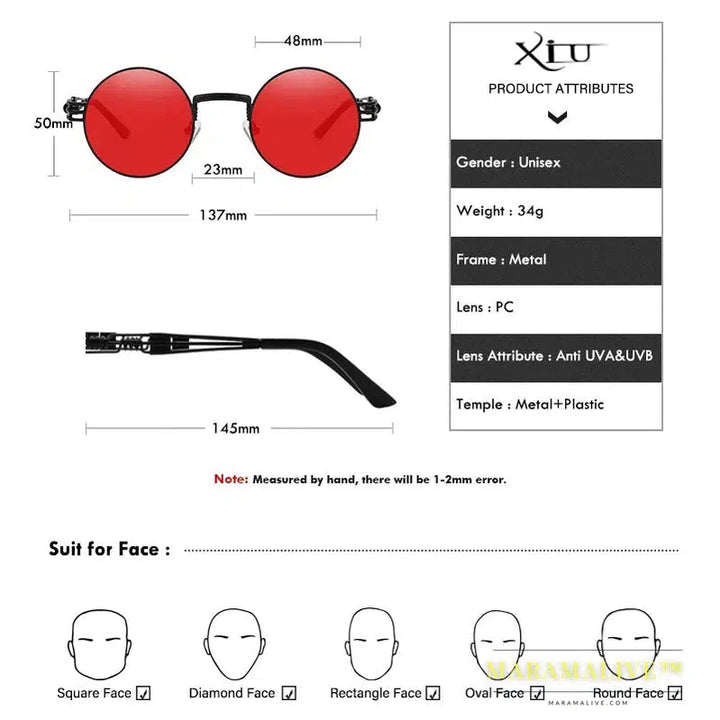 Luxury Metal Sunglasses Men Round Sunglass Steampunk Coating Glasses Vintage Retro Lentes Oculos of Male Sun glasses