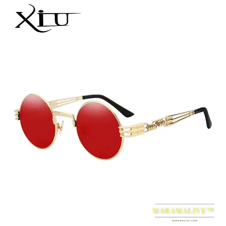 Luxury Metal Sunglasses Men Round Sunglass Steampunk Coating Glasses Vintage Retro Lentes Oculos of Male Sun glasses