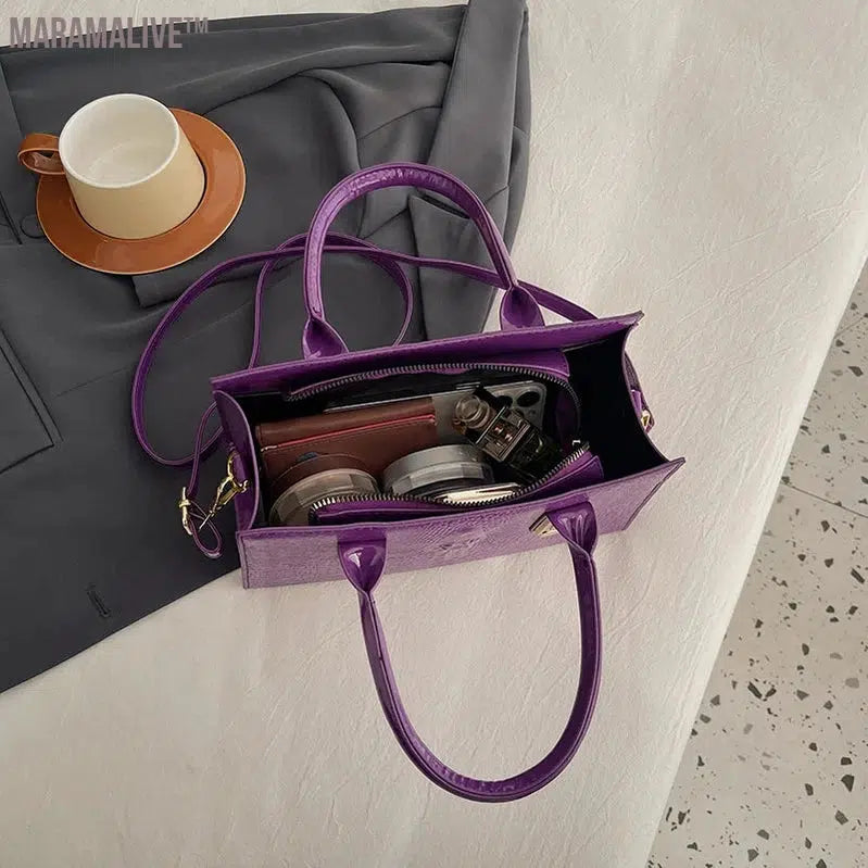 Luxury Purple Women Bag Pu Leather Handbag Large Capacity Shoulder Crossbody Bag For Women Designer Tote Classic Hand Bag Sac