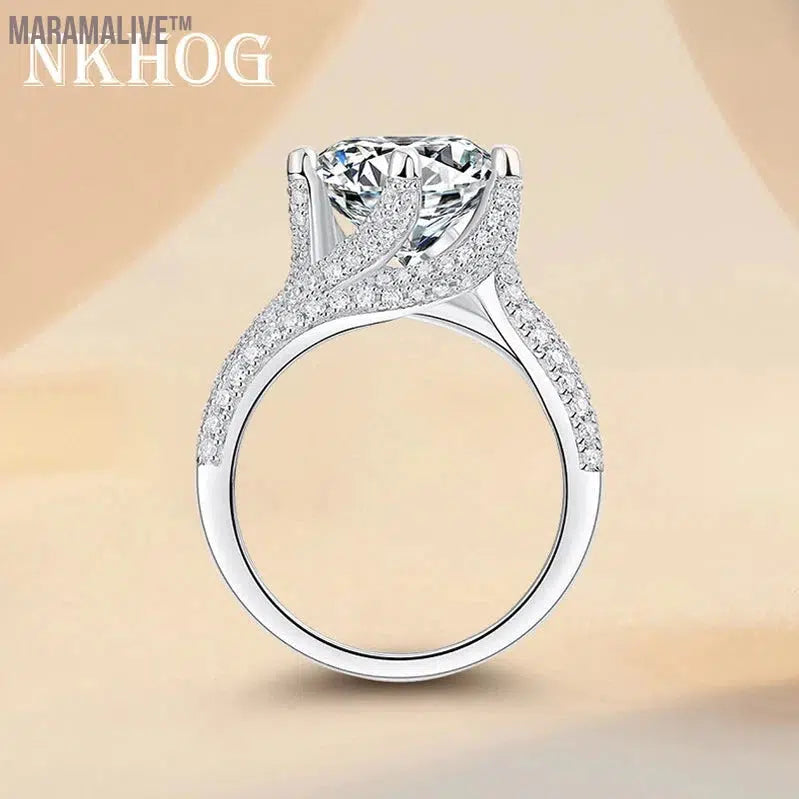 Luxury Real 3CT 5CT Moissanite Ring For Women 925 Sterling Silver Fine Jewelry D Color VVS1 Diamond Engagement Wedding Band GRA